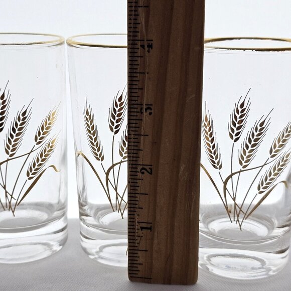 50s Homer Laughlin Golden Wheat Juice Glasses 4” midcentury  small cocktail 6pc - Picture 7 of 14